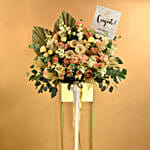 Blissful Mixed Flowers Golden Stand