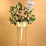 Blissful Mixed Flowers Golden Stand