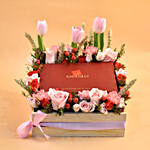 Exotic Flowers & Chocolates Wooden Crate