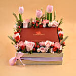 Exotic Flowers & Chocolates Wooden Crate