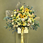 Graceful Mixed Flowers Golden Stand