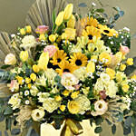 Graceful Mixed Flowers Golden Stand