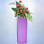 Lovely Mixed Flowers Purple Stand