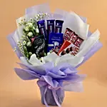 Serene Mixed Flowers & Chocolates Bouquet