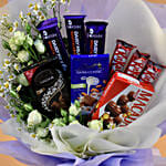 Serene Mixed Flowers & Chocolates Bouquet