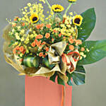 Vibrant Mixed Flowers Red Stand