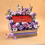 Enchanting Flowers & Chocolates Wooden Crate