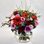 Alluring Mixed Flowers Fish Bowl Vase