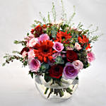 Alluring Mixed Flowers Fish Bowl Vase