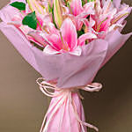 6 Passionate Oriental Pink Lilies