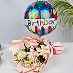 Passionate Oriental Pink Lilies with Birthday Balloon