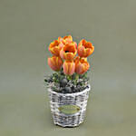 Orange Tulips Willow Basket