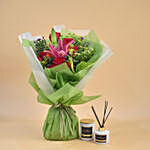 Prepossessing Mixed Flowers Bunch Candle & Diffuser