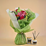 Prepossessing Mixed Flowers Bunch Candle & Diffuser