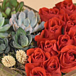 Red Roses & Succulents Heart Shaped Vase