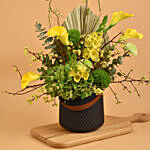 Serene Mixed Flowers Black Vase