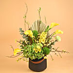 Serene Mixed Flowers Black Vase