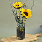 Sunny Sunflowers Cylindrical Vase