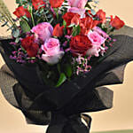 Black Jute Wrap Roses Bouquet