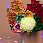 Festive Appeal Flowers Vase N Diyas Combo