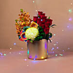 Festive Appeal Flowers Vase N Diyas Combo