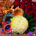 Festive Appeal Flowers Vase N Diyas Combo