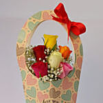 6 Mixed Roses in Sleeve Bag