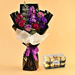 Alluring Mixed Flowers Bouquet with Ferrero Rocher