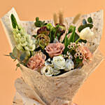 Dazzling Mixed Flowers Bouquet with Chocolate Cake