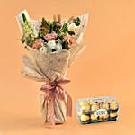 Dazzling Mixed Flowers Bouquet with Ferrero Rocher