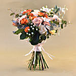 Flamboyant Mixed Flowers Bunch with Chocolate Cake