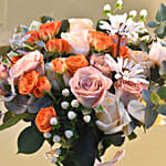 Flamboyant Mixed Flowers Bunch with Chocolate Cake