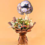 Glamorous Blooms Bouquet with Anniversary Balloon Set