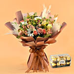 Glamorous Blooms Bouquet with Ferrero Rocher