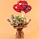 Glamorous Blooms Bouquet with I Love You Balloon Set