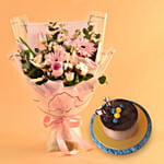 Majestic Blooms Bouquet with Chocolate Cake