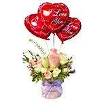 Mesmerising Floral Charm Arrangement with I Love You Balloon Set