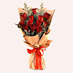 Red Roses & Limonium Beautifully Tied Bouquet with I Love You Balloon Set