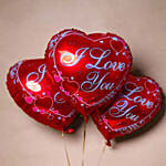 Red Roses & Limonium Beautifully Tied Bouquet with I Love You Balloon Set