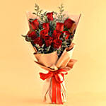 Red Roses & Limonium Beautifully Tied Hand Bouquet