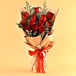 Red Roses & Limonium Beautifully Tied Hand Bouquet