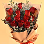 Red Roses & Limonium Beautifully Tied Hand Bouquet