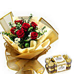 Red Roses Love Bunch With Ferrero Rocher