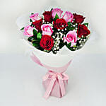 6 Pink & 6 Red Roses Pretty Bouquet with I Love You Balloons