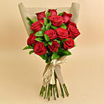 12 Valentines Red Roses Bouquet With Mini Moet Champagne For Valentines