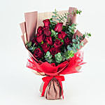 13 Red Roses Bouquet With Mini Moet Champagne For Valentines