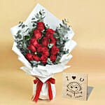 15 Red Roses And Million Smiles With I Love You Table Top For Valentines