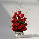 22 Red Roses In A Fish Bowl With I Love You Balloon For Valentines
