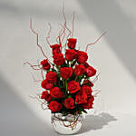 22 Red Roses In A Fish Bowl With I Love You Table Top For Valentines