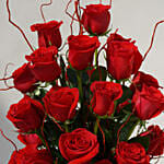 22 Red Roses In A Round Fish Bowl For Valentines